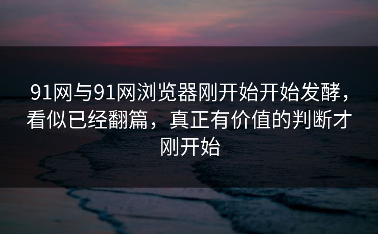 91网与91网浏览器刚开始开始发酵，看似已经翻篇，真正有价值的判断才刚开始